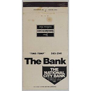 Vintage Matchbook Cover National City Bank Marion Ohio Since 1901